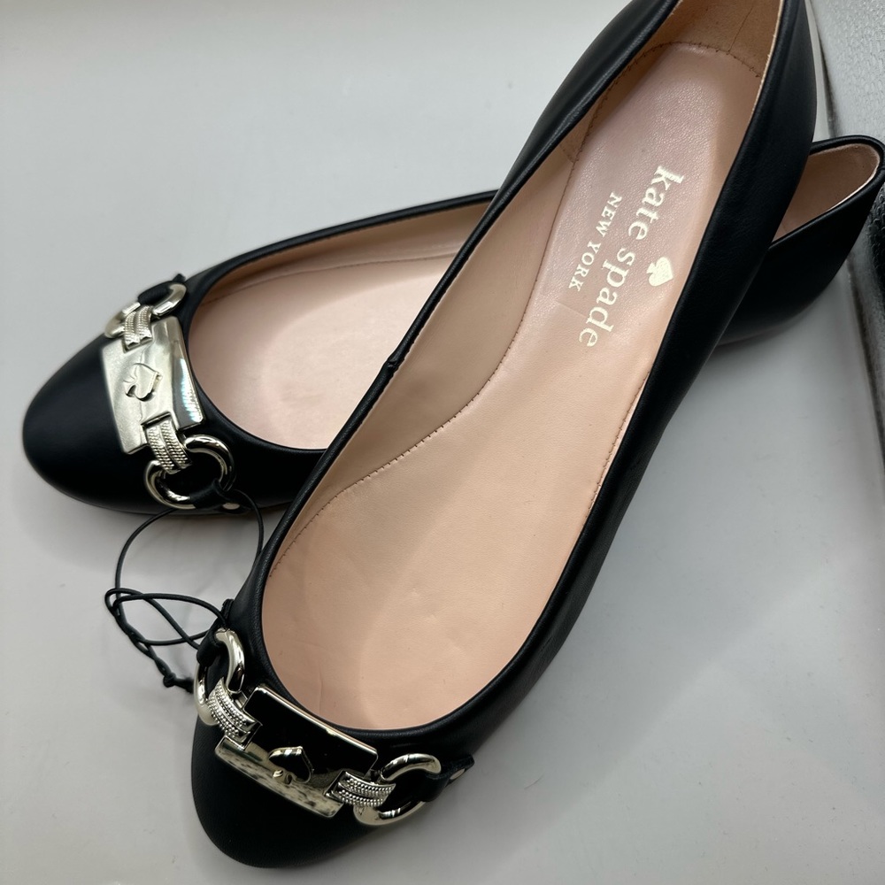 Kate Spade Payton Black Leather Ballet Flats Slip-On Shoes Size 7,5B